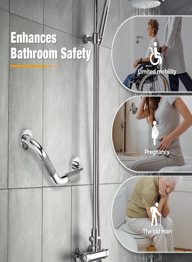 JOY DECOR Grab Bars for Bathtubs and Showers- 1-1/4 x 16 Angled Shower Grab Bar for Seniors Knurled Stainless Steel Handicap Grab Bars for Wall, 15" Hole Center (Polished Nickel, 1 Pack) - Image 5